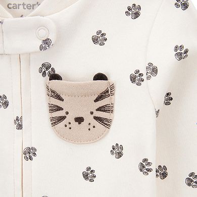 Baby Carter's Tiger Print 2-Way Zip Cotton Sleep & Play Pajamas