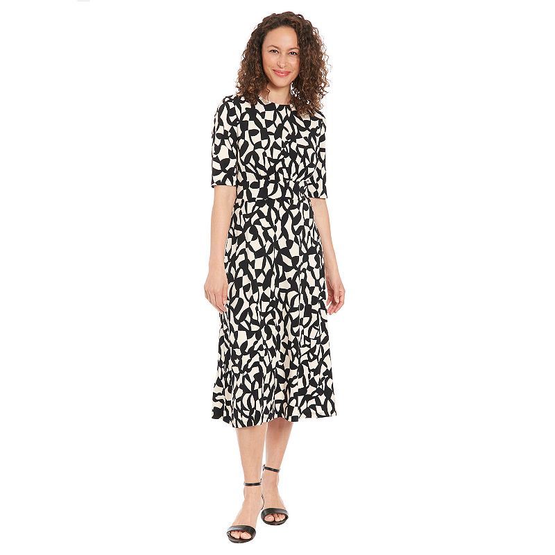 Women's London Times Printed Midi A-Line Dress