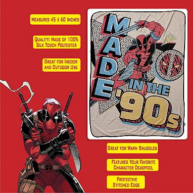 Marvel Deadpool Made In The 90s Softest Comfy Throw Blanket For Adults & Kids, Measures 60 X 45 Inch