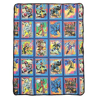 Marvel X-men Characters Comic Cards Fleece Soft Throw Blanket, Measures 60 X 45 in