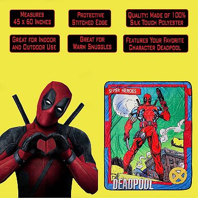 Marvel Deadpool Fleece Throw Blanket, Measures 60 X 45 Inches