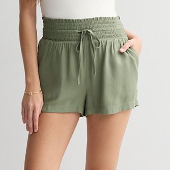 Juniors' SO® High Rise Smocked Waist Shorts