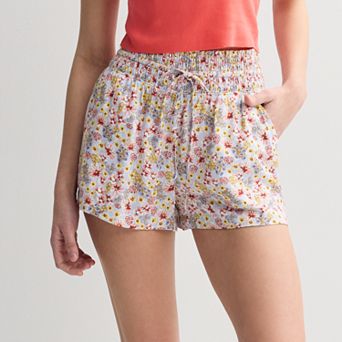 Juniors' SO® High Rise Smocked Waist Shorts