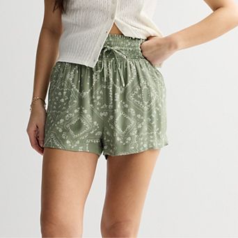 Juniors' SO® High Rise Smocked Waist Shorts