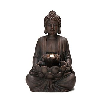 Glitzhome 23.25"H Zen Style Meditating Buddha Water Fountain