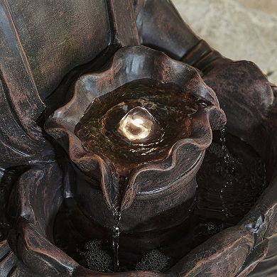 Glitzhome 23.25"H Zen Style Meditating Buddha Water Fountain