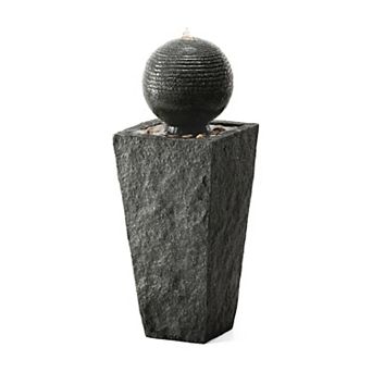 Glitzhome 31.75"H Modern Geometric Patio Fountain Waterfall With Led Light