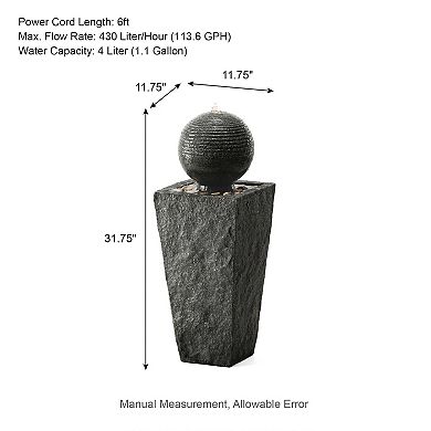 Glitzhome 31.75"H Modern Geometric Patio Fountain Waterfall With Led Light