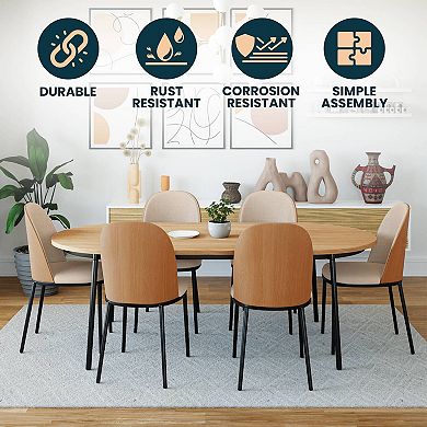 Leisuremod Tule Modern Dining Side Chair With Velvet Seat And Powder-coated Steel Frame