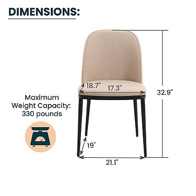 Leisuremod Tule Modern Dining Side Chair With Velvet Seat And Powder-coated Steel Frame