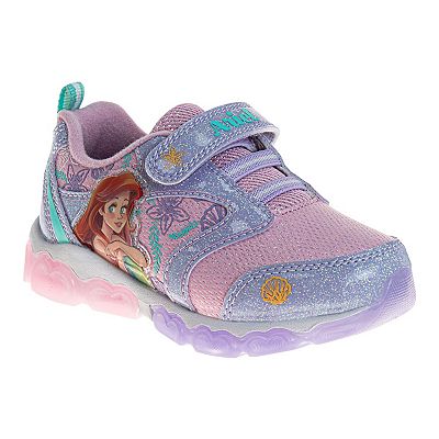 Disney Girls' Toddler Little Mermaid Light Up Sneakers | Pink/Purple | Size 7 - Toddler | Synthetic/Leather