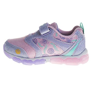 Disney's The Little Mermaid Toddler Girls' Hook and Loop Light-Up Fashion Sneakers