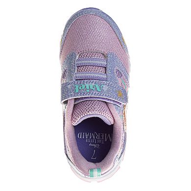 Disney's The Little Mermaid Toddler Girls' Hook and Loop Light-Up Fashion Sneakers