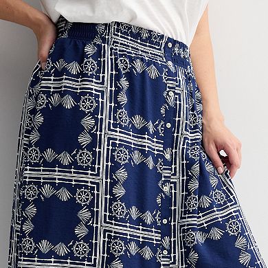 Plus Size Sonoma Goods For Life® Button-Front Midi Skirt
