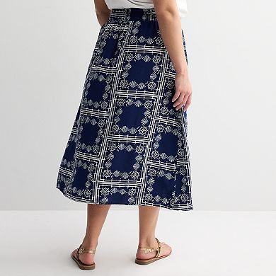Plus Size Sonoma Goods For Life® Button-Front Midi Skirt