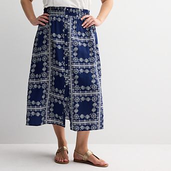 Plus Size Sonoma Goods For Life® Button-Front Midi Skirt