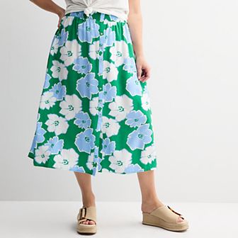 Plus Size Sonoma Goods For Life® Button-Front Midi Skirt