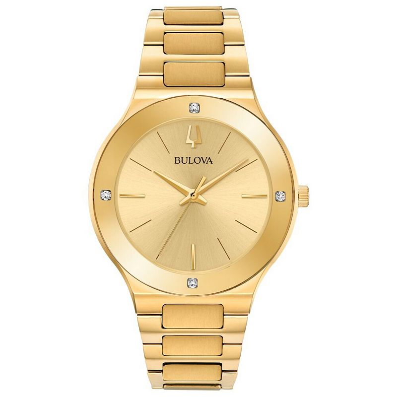 Bulova Futuro Millennia Men's Gold Tone Stainless Steel Diamond Accent Bracelet Watch, Size: Large