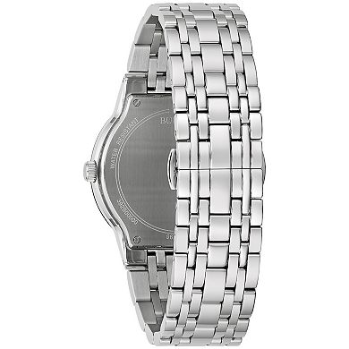 Bulova Men's Modern Stainless Steel Black Diamond Accent Bracelet Watch