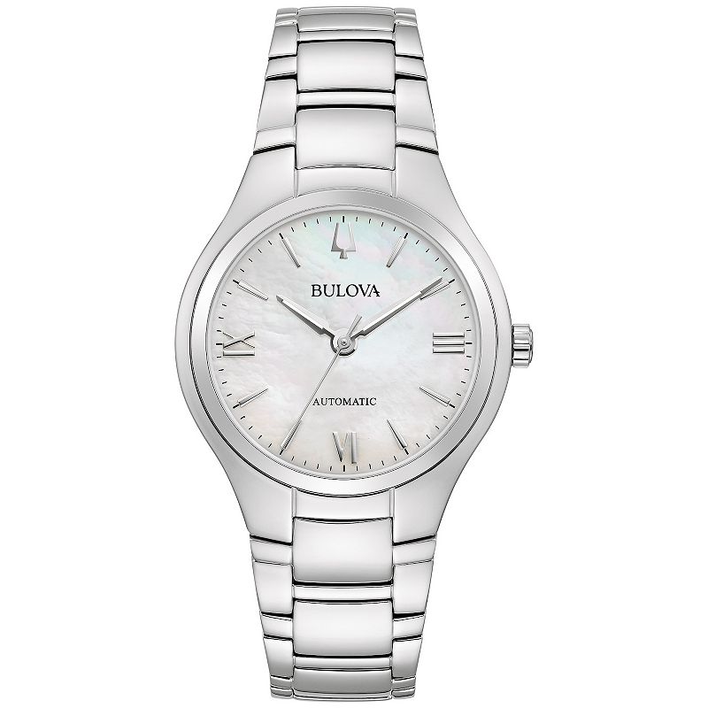 Bulova Women's Classic Automatic Stainless Steel Mother of Pearl Dial Bracelet Watch - 96L301, Size: Medium, Silver