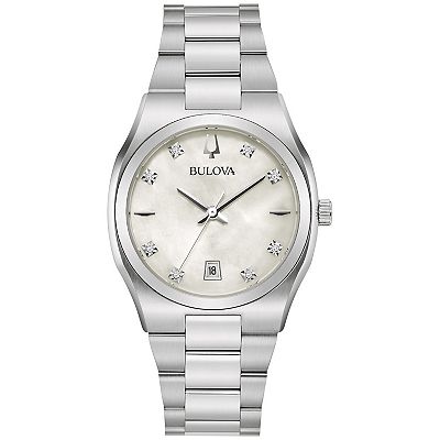 Bulova 96D01 Womens Watch 34mm White Dial Silver Tone Bracelet New Battery 8.25\