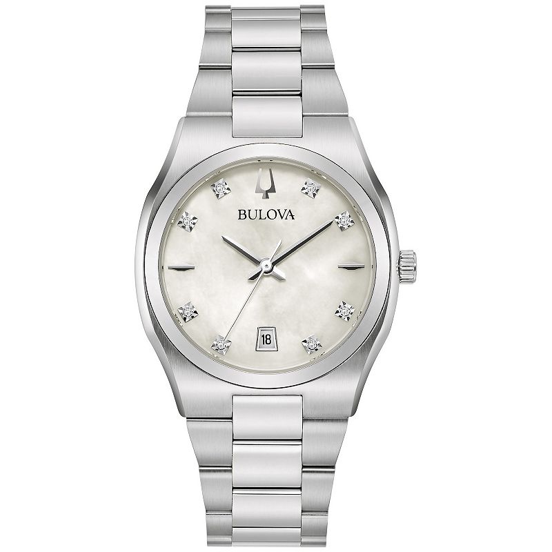 Bulova Women's Surveyor Stainless Steel Diamond Accent Dial Bracelet Watch, Size: Medium, Silver