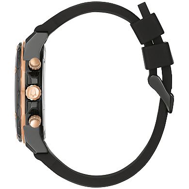Bulova Men's Marine Star Stainless Steel Black Chronograph Black Rubber Strap Watch