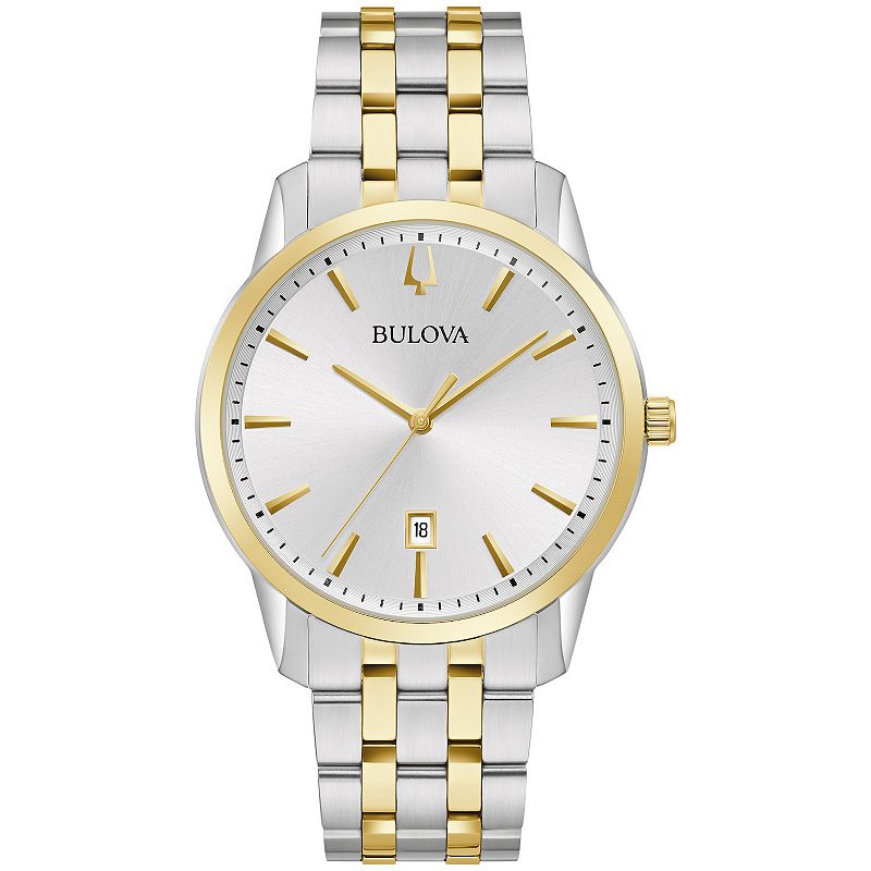 Bulova Classic Sutton Men's Two-Tone Stainless Steel Bracelet Watch, Size: Large, Gold Silver