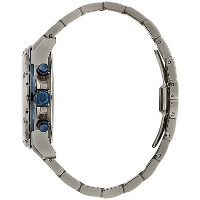 Bulova Men's Marine Star Grey Stainless Steel Blue Accent Chronograph Bracelet Watch