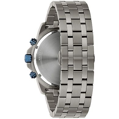 Bulova Men's Marine Star Grey Stainless Steel Blue Accent Chronograph Bracelet Watch