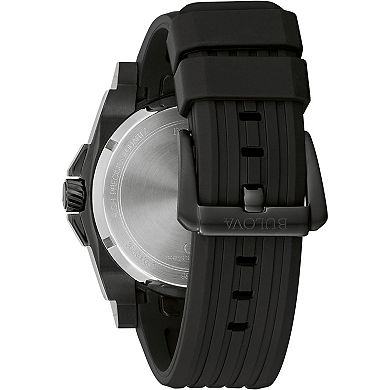 Bulova Men's Icon Black Stainless Steel Calendar Dial Black Silicone Strap Watch