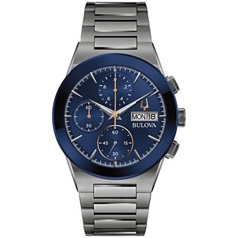 Bulova Men's Millennia Grey Stainless Steel Blue Chronograph Dial Bracelet Watch - 98C143