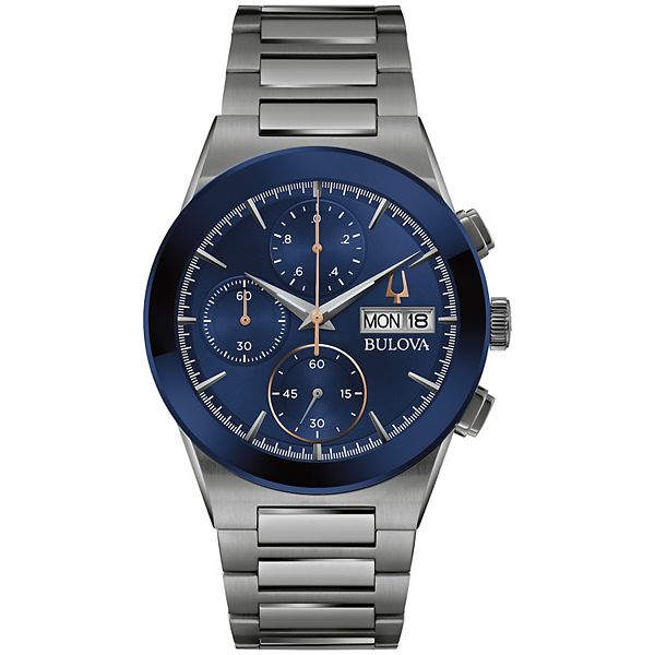 Bulova Men's 41mm Millennia Grey Stainless Steel Blue Chronograph Dial Bracelet Watch - 98C143