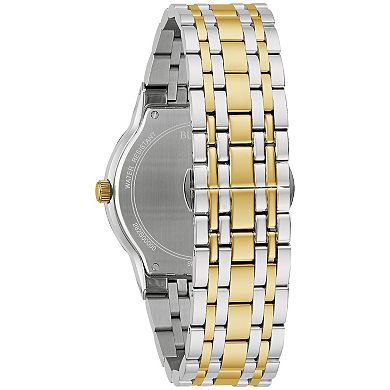 Bulova Men's Two-Tone Stainless Steel Multi-Function Diamond Accent Blue Dial Bracelet Watch