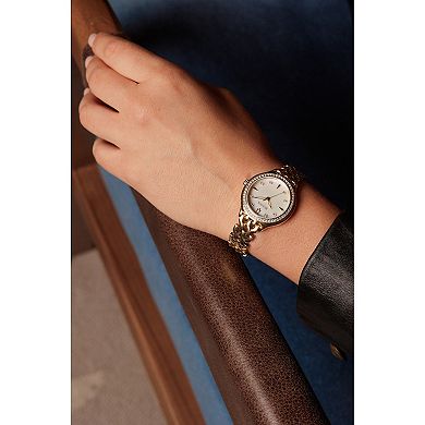 Bulova Women's Classic Gold Tone Stainless Steel Mother of Pearl Crystal Accent Dial Bracelet Watch