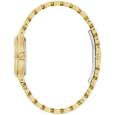 Bulova Women's Classic Gold Tone Stainless Steel Mother of Pearl Crystal Accent Dial Bracelet Watch