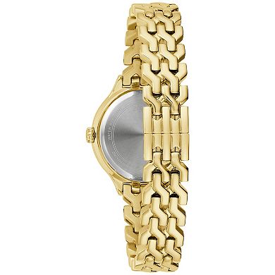 Bulova Women's Classic Gold Tone Stainless Steel Mother of Pearl Crystal Accent Dial Bracelet Watch