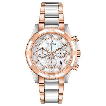 Bulova Women's Two-Tone Stainless Steel Chronograph Diamond Accent Bracelet Watch - 98P181