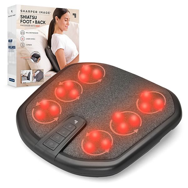 Sharper Image Shiatsu Foot & Back Heated Massager - Gray Black