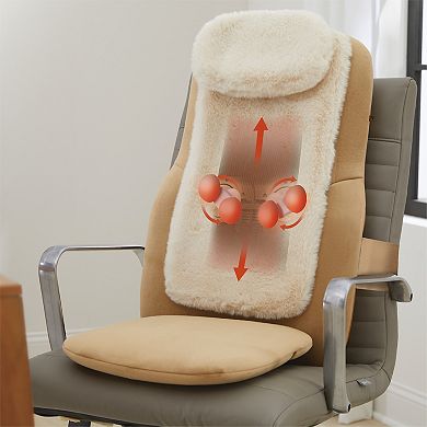 Sharper Image Shiatsu Luxe Chair Pad Heated Seat Topper Massager with Remote Control