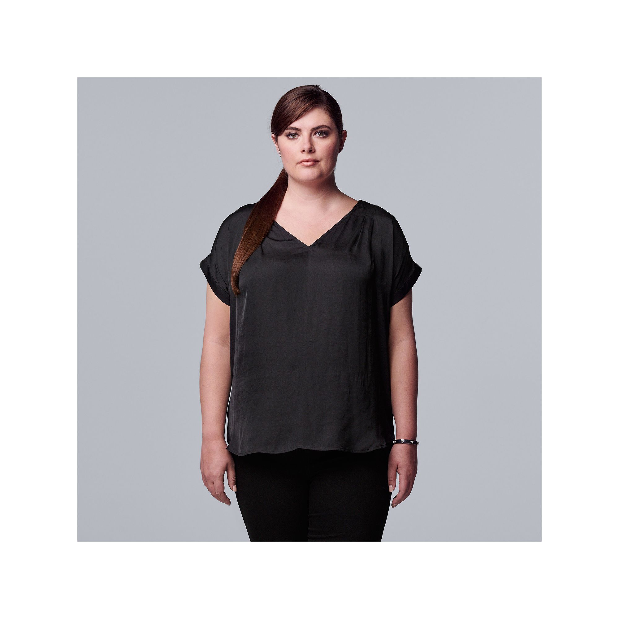 Plus Size Simply Vera Vera Wang Dolman Popover Top, Womens, Size: 4XL, Bla