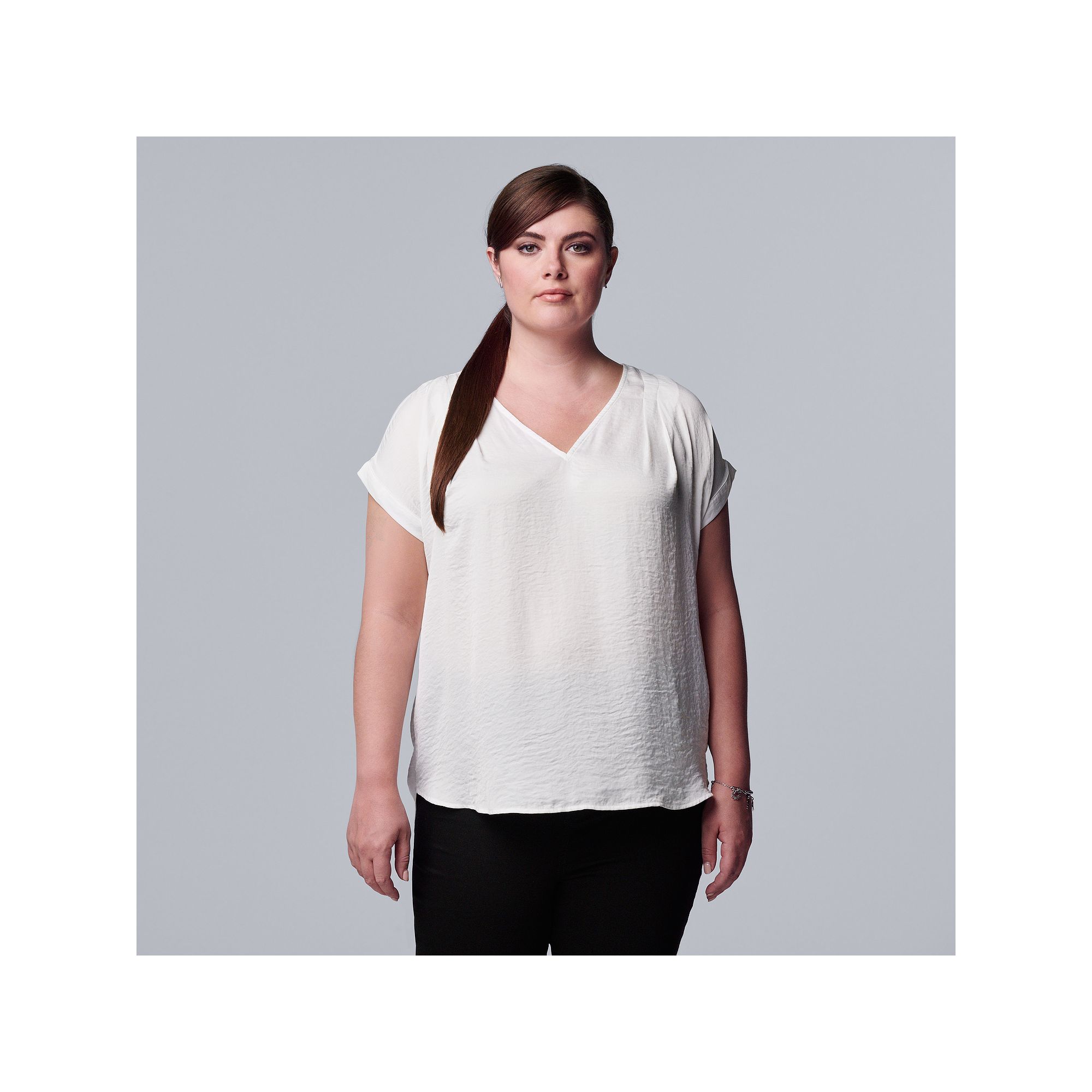 Plus Size Simply Vera Vera Wang Dolman Popover Top, Womens, Size: 1XL, Whi