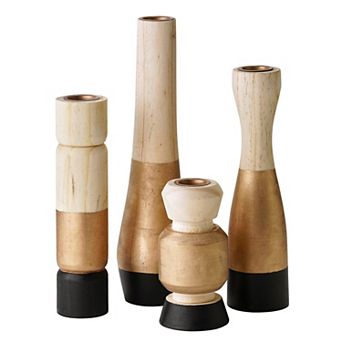 American Art Décor Midnight Fire 4 pc Wood Candle Holder Set