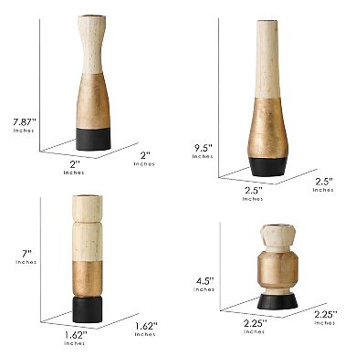 American Art Décor Midnight Fire 4-pc. Wood Candle Holder Set