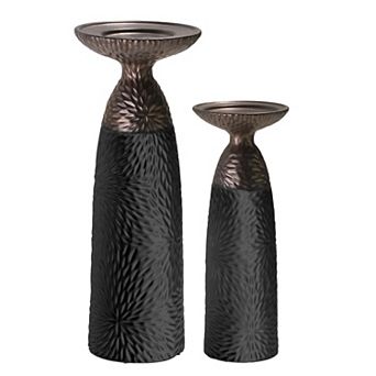 American Art Décor Twin Crucibles 2 pc Candle Holder Table Decor Set