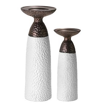 American Art Décor Twin Crucibles 2 pc Candle Holder Table Decor Set