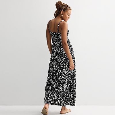 long plain maxi dress LESET Lauren Long Sleeve Maxi Dress in Black in Jersey