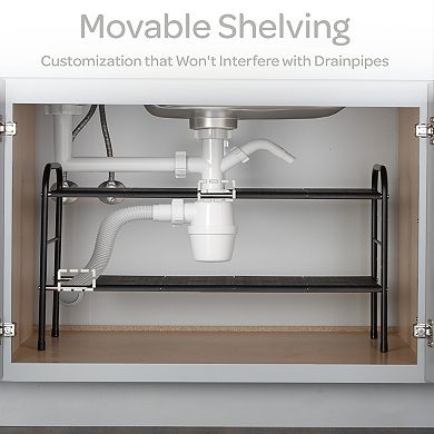 Home Complete 2-Tier Adjustable Shelf Under Sink Organizer