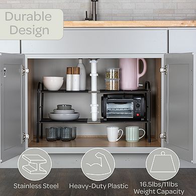 Home Complete 2-Tier Adjustable Shelf Under Sink Organizer