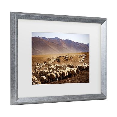 Murat Cacim Desert Sheep Herd Matted Framed Wall Art